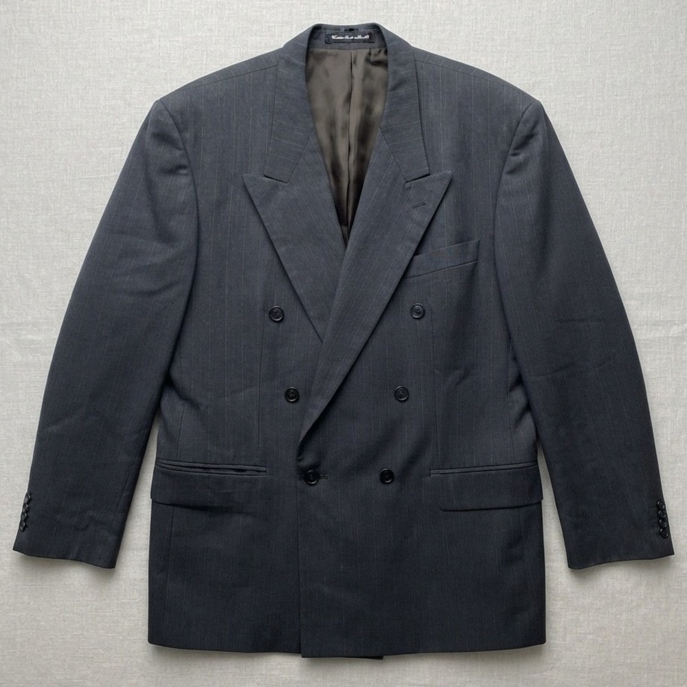 Paul Rodon Webster 44 gray pinstripe pure virgin wool Blazer Double Breasted‎